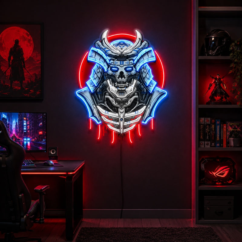 Gaming Room Neon Signs - Samurai Skull LED Wall Decor