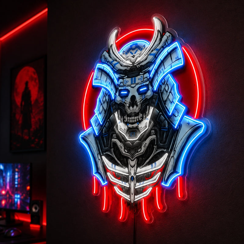 Gaming Room Neon Signs - Samurai Skull LED Wall Decor
