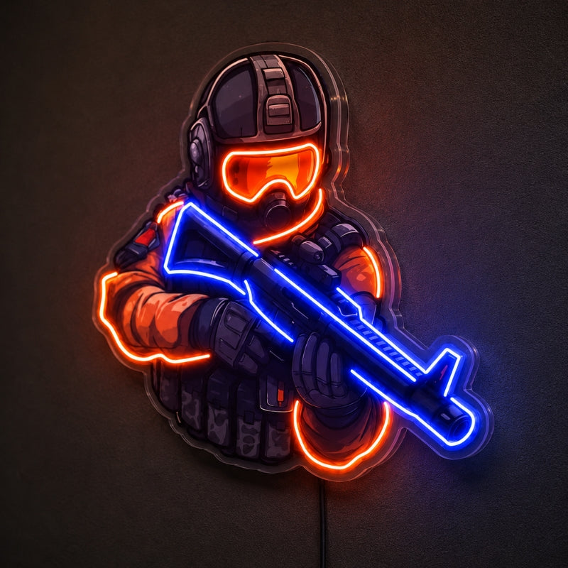 Gaming Room Neon Signs - Tactical Soldier Wall Decor