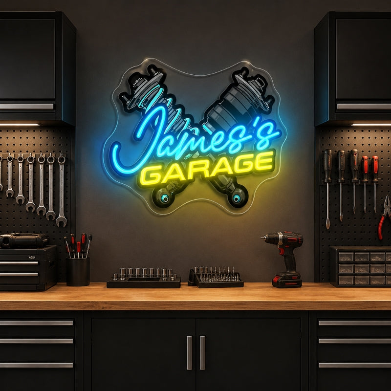 Garage Neon Sign - Custom Name Workshop Wall Decor