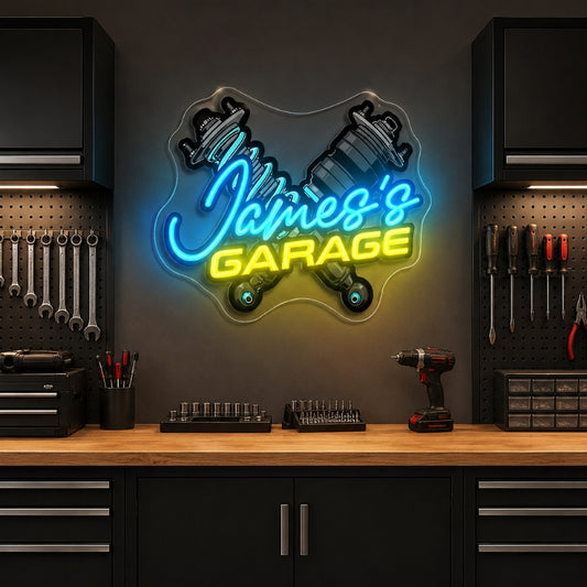 Garage Neon Sign - Custom Name Workshop Wall Decor