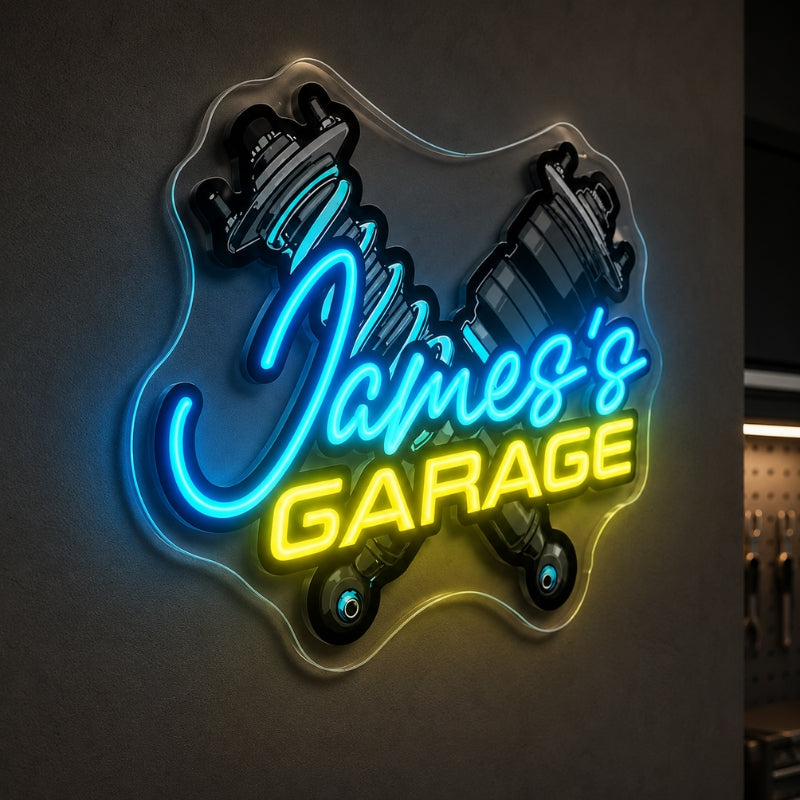 Garage Neon Sign - Custom Name Workshop Wall Decor