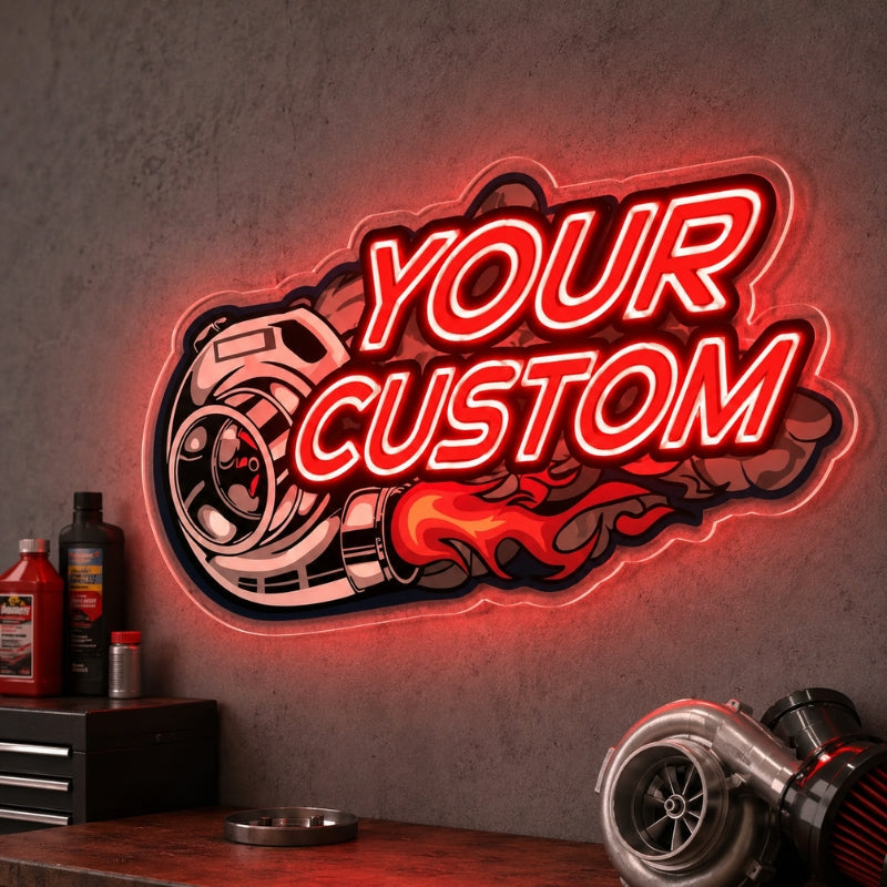 Garage Neon Sign - Custom Turbo Workshop Wall Decor