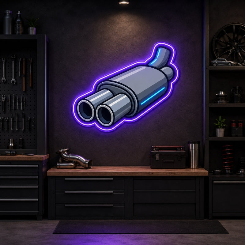 Garage Neon Sign - Exhaust Pipe LED Decor for Shops