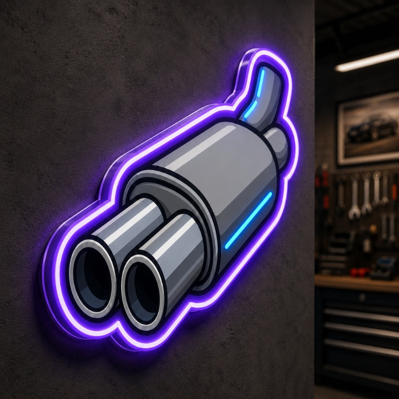 Garage Neon Sign - Exhaust Pipe LED Decor for Shops