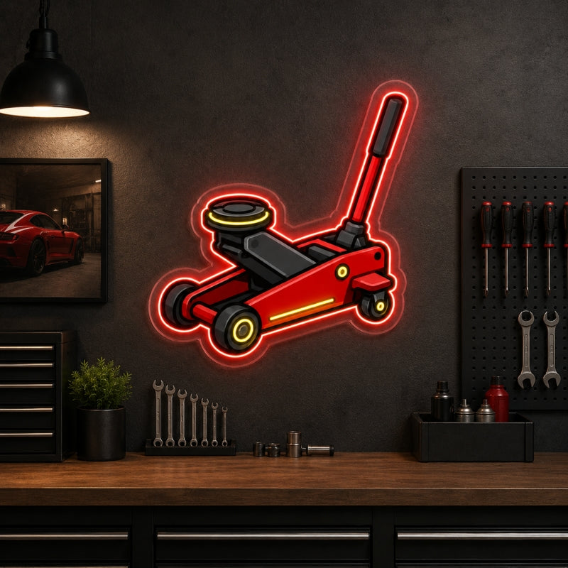 Garage Neon Sign - Floor Jack LED Wall Decor for Shops