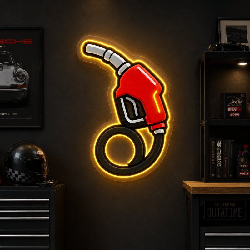 Garage Neon Sign - Fuel Nozzle LED Decor for Shops