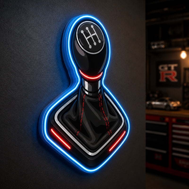 Garage Neon Sign - Gear Shift LED Wall Decor for Shops