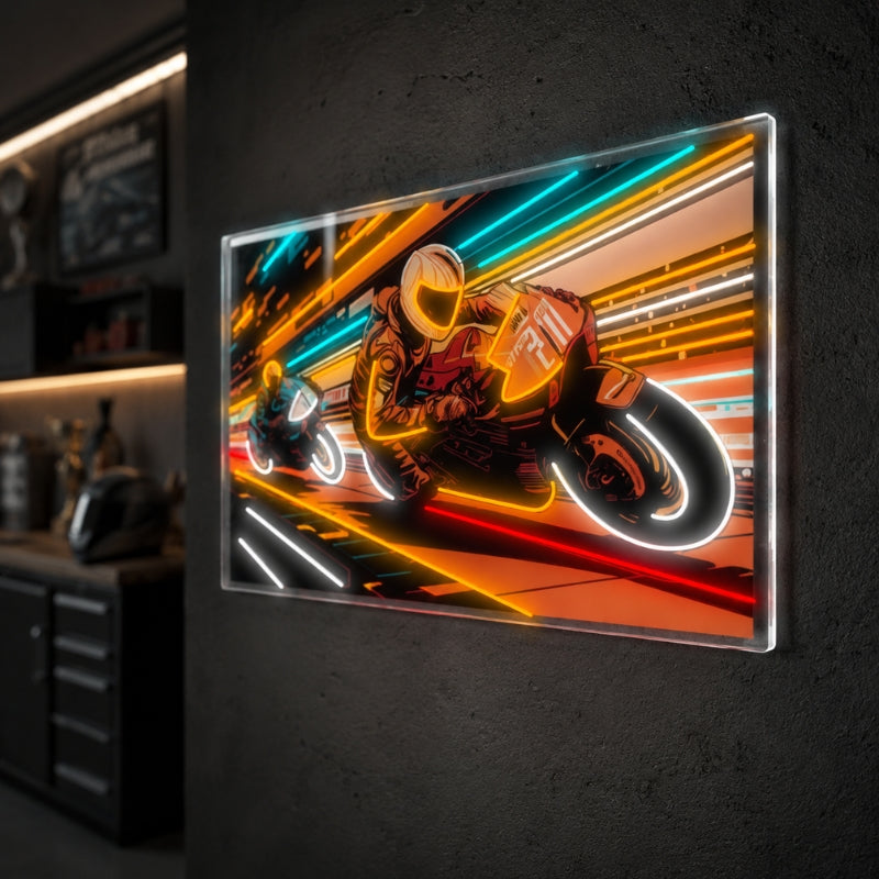 Garage Neon Sign - Motorcycle Racing LED Wall Decor