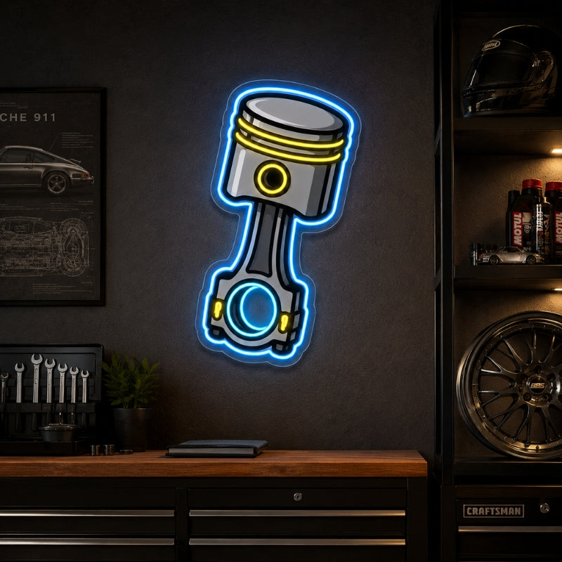 Garage Neon Sign - Piston LED Wall Decor for Garages
