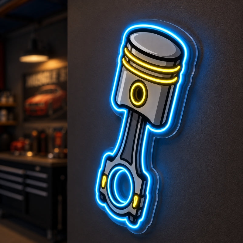 Garage Neon Sign - Piston LED Wall Decor for Garages