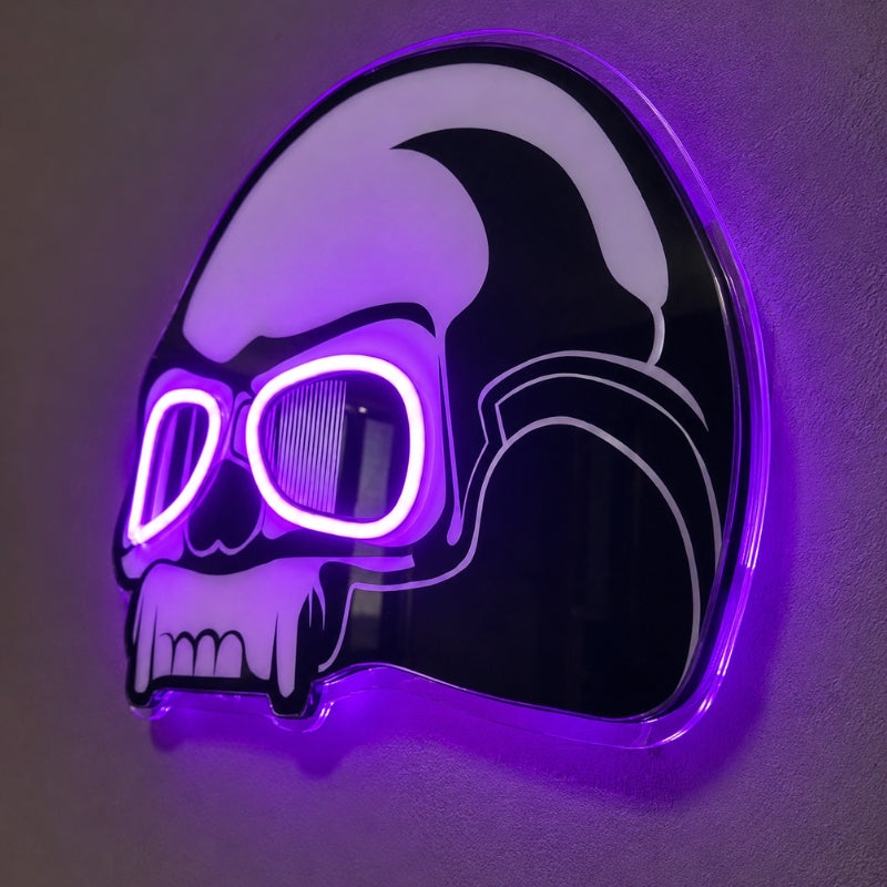 Garage Neon Sign - Purple Skull Helmet Wall Decor Art