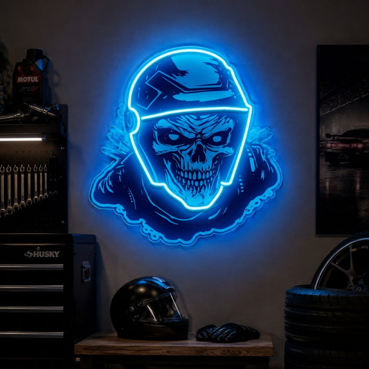 Garage Neon Sign - Skull Rider LED Wall Decor