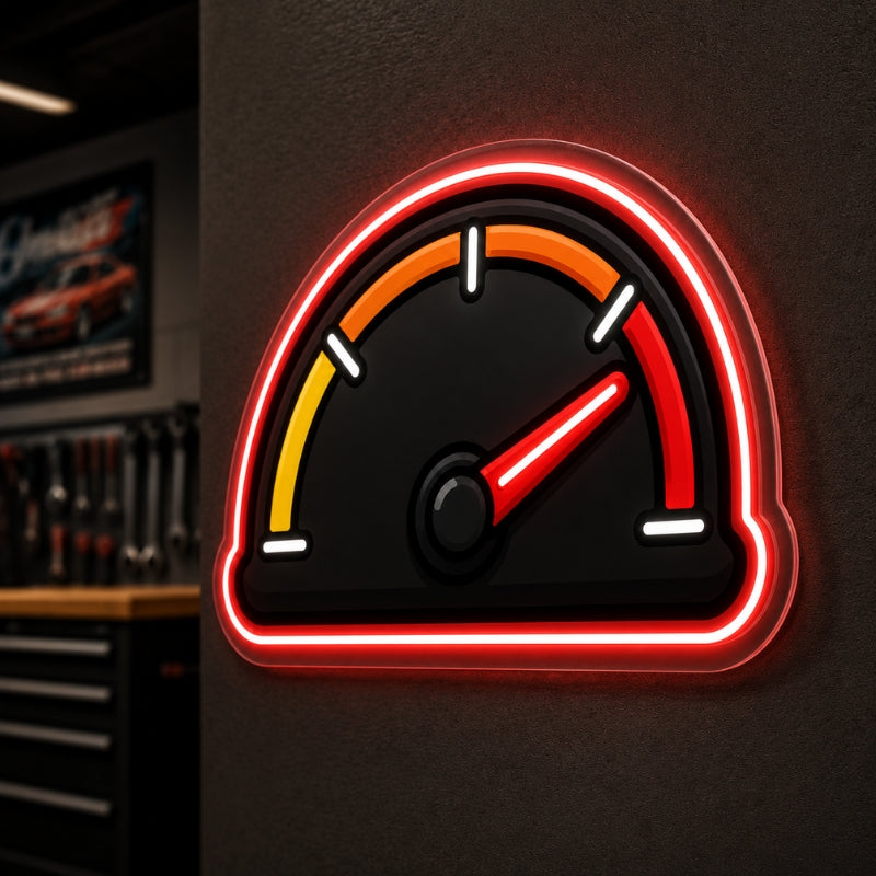Garage Neon Sign - Speedometer LED Decor for Shops