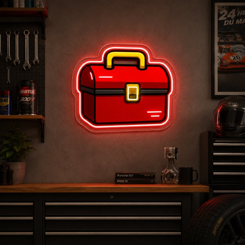 Garage Neon Sign - Toolbox LED Wall Decor for Shops
