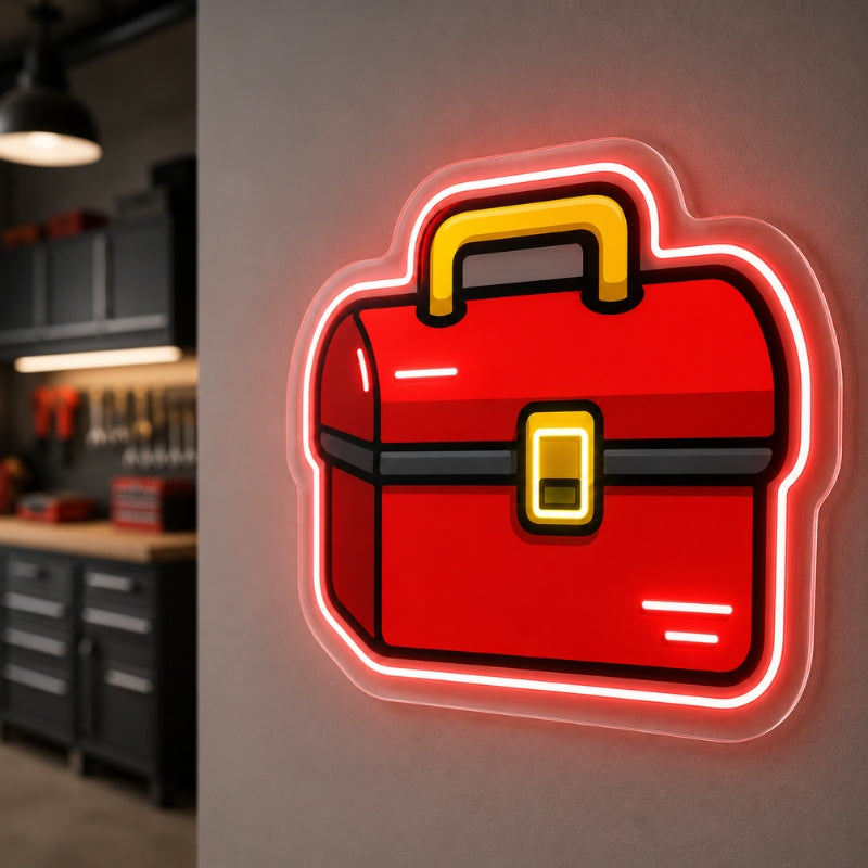 Garage Neon Sign - Toolbox LED Wall Decor for Shops