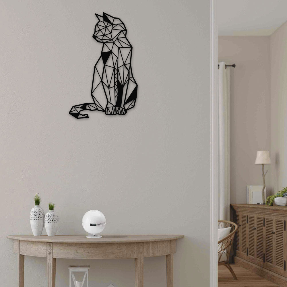 Geometric Cat Cool Style - Led Light Metal - Owls Matrix LTD