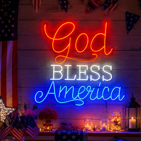 USA 250th Anniversary Neon Sign – God Bless America
