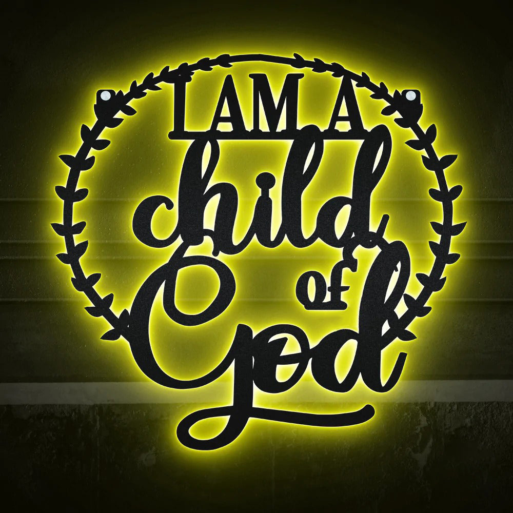God I Am Child Of God Catholic - Led Light Metal - Owls Matrix LTD