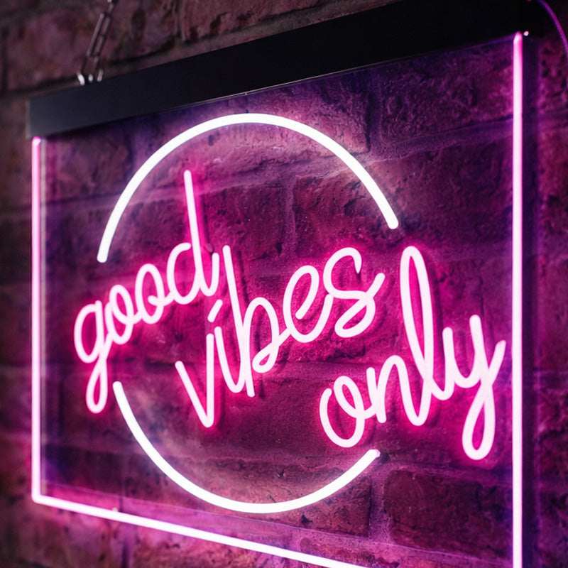 “Good Vibes Only” LED Neon Sign – Pink Acrylic Wall Decor Light