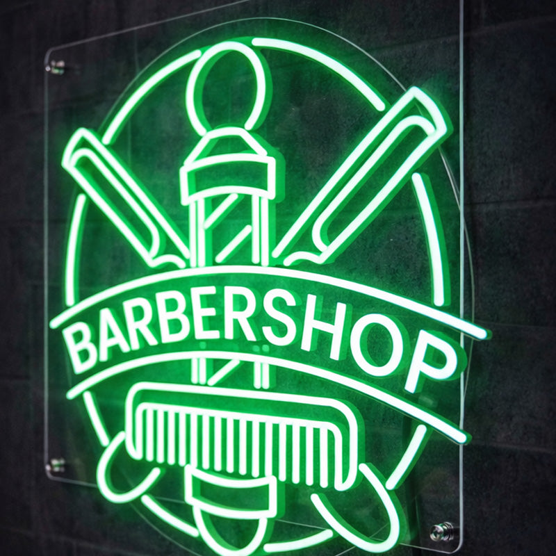 Green LED Barbershop Neon Sign – Modern Acrylic Wall Light Decor