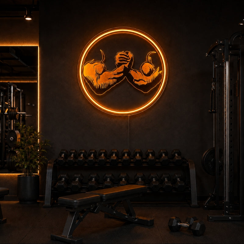 Gym Neon Sign Motivational - Arm Wrestling Light