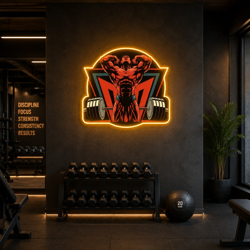 Gym Neon Sign Motivational - Bodybuilder Wall Light