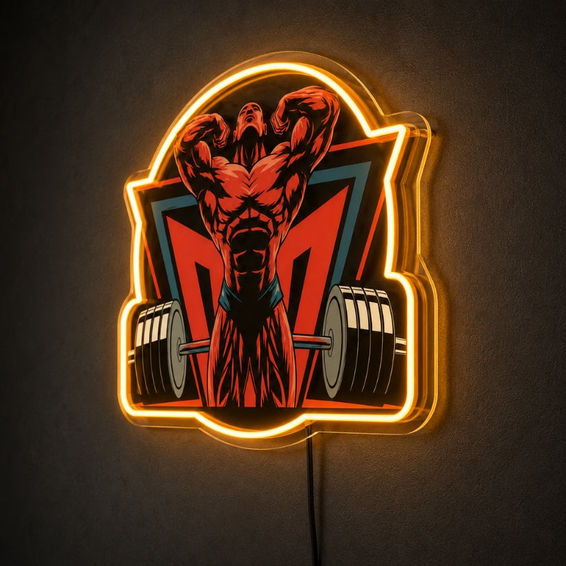 Gym Neon Sign Motivational - Bodybuilder Wall Light