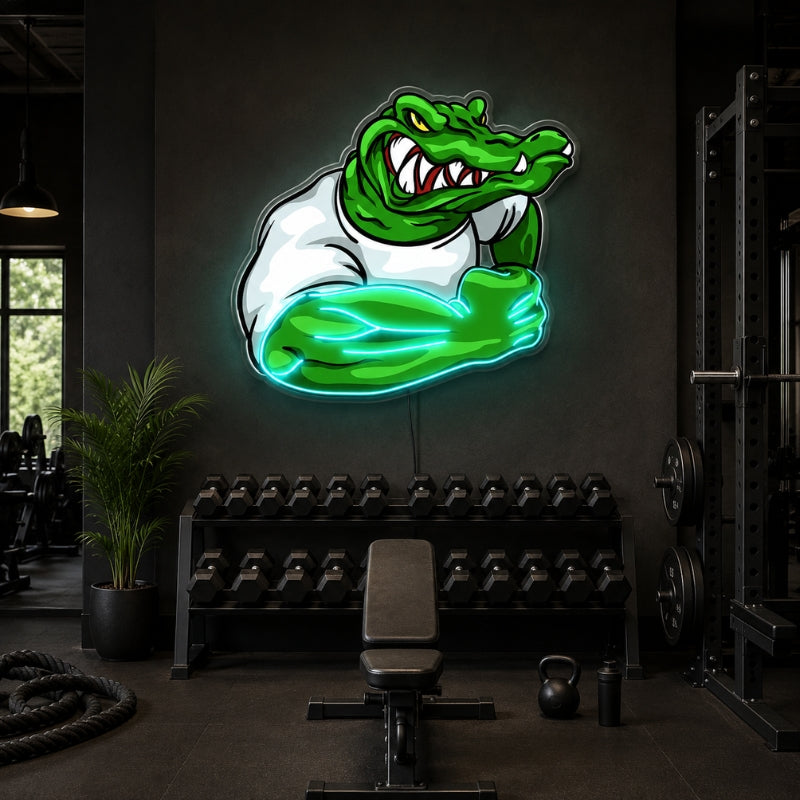 Gym Neon Sign Motivational - Crocodile Wall Light