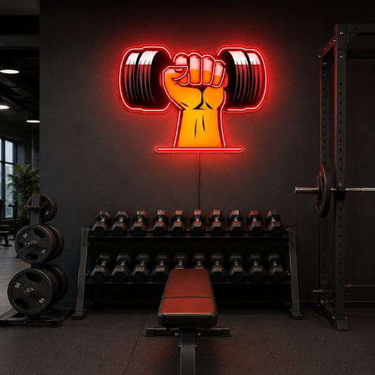Gym Neon Sign Motivational - Power Fist Wall Light