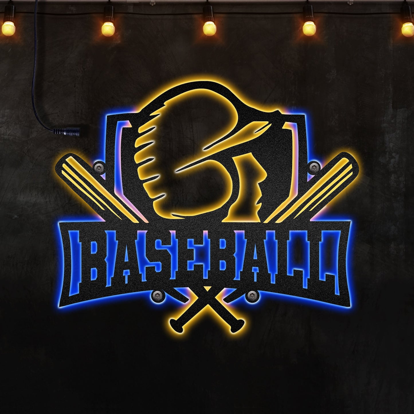 12"x12" Baseball Sport Lover Style - Led Light Metal - Owls Matrix LTD