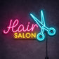 Hair Salon Neon Sign Open – LED Scissors Wall Light
