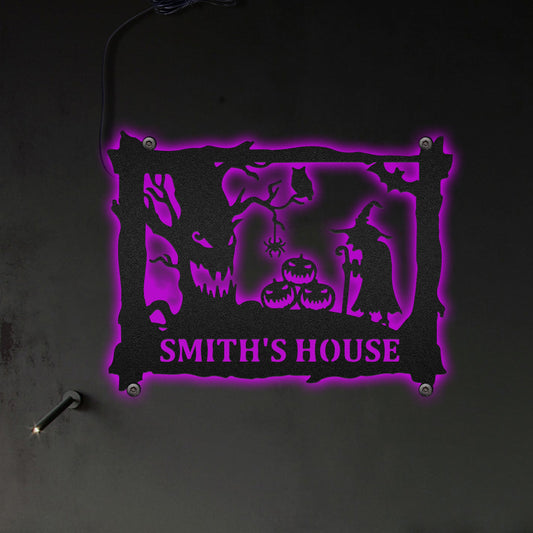 Halloween Beware Of The Witches Halloween Personalized - Led Light Metal - Owls Matrix LTD