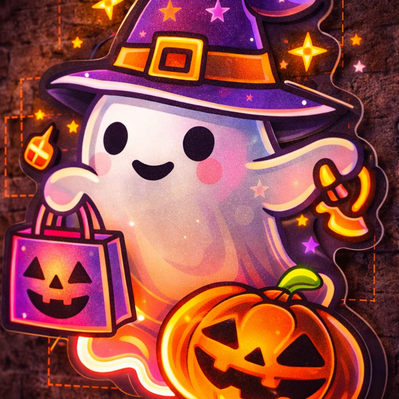 Halloween Ghost LED Neon Sign – Cute Spooky Wall Light Decor
