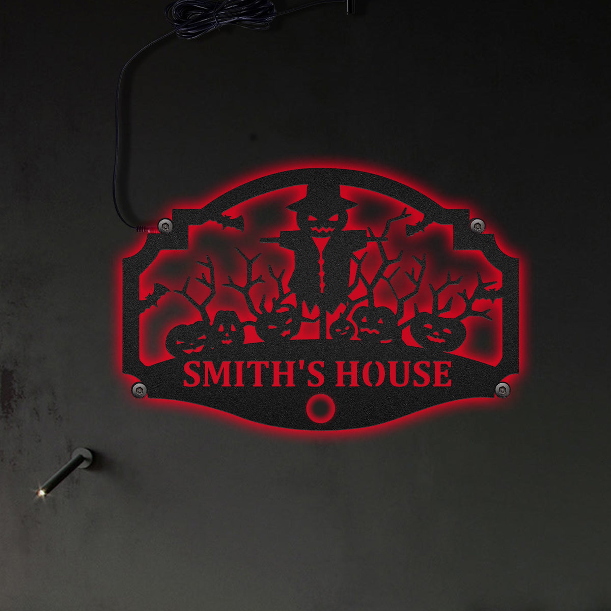 Halloween Ghost Scarecrow Personalized - Led Light Metal - Owls Matrix LTD