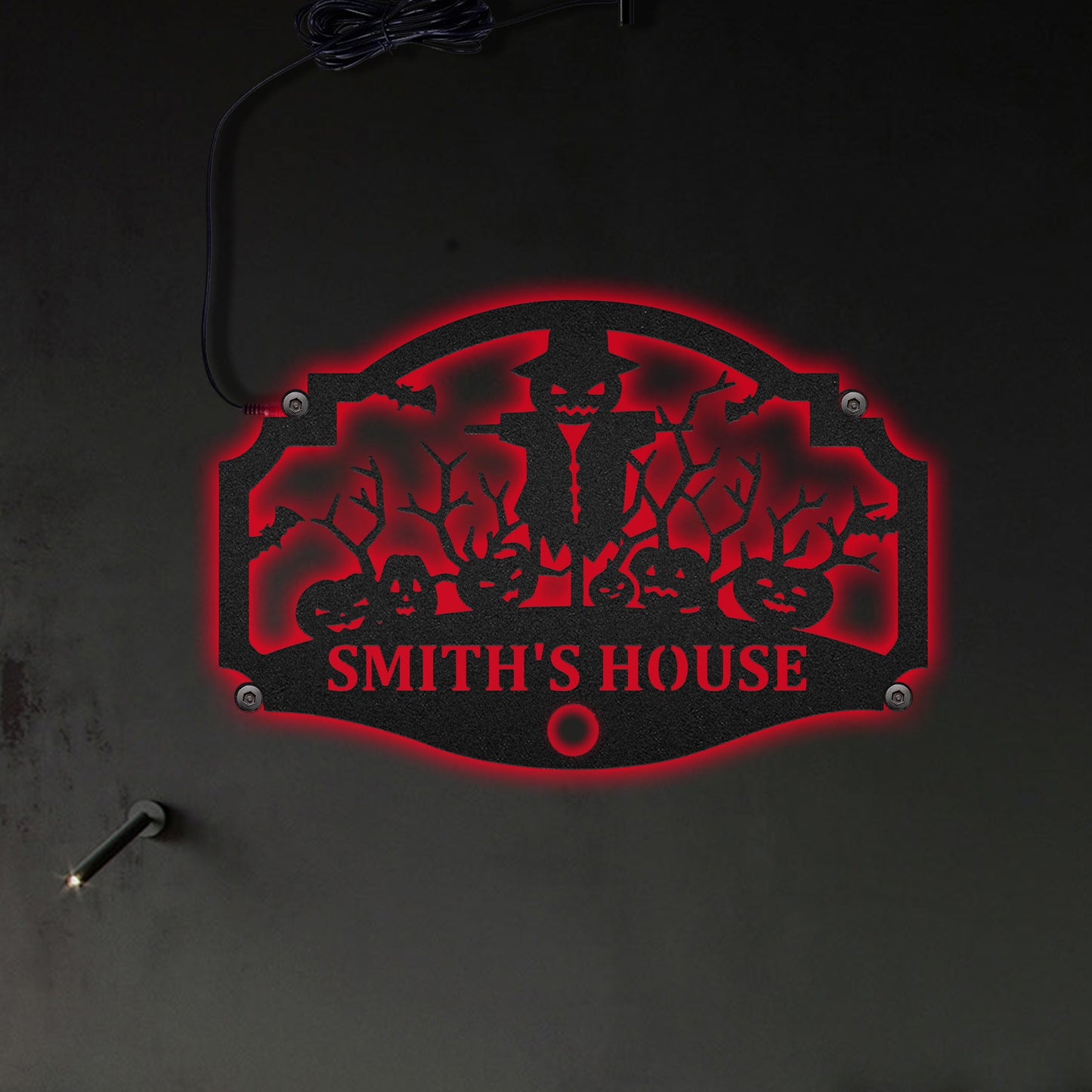 Halloween Ghost Scarecrow Personalized - Led Light Metal - Owls Matrix LTD