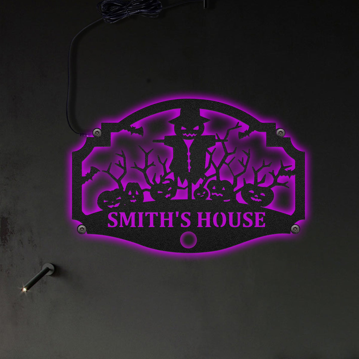 Halloween Ghost Scarecrow Personalized - Led Light Metal - Owls Matrix LTD