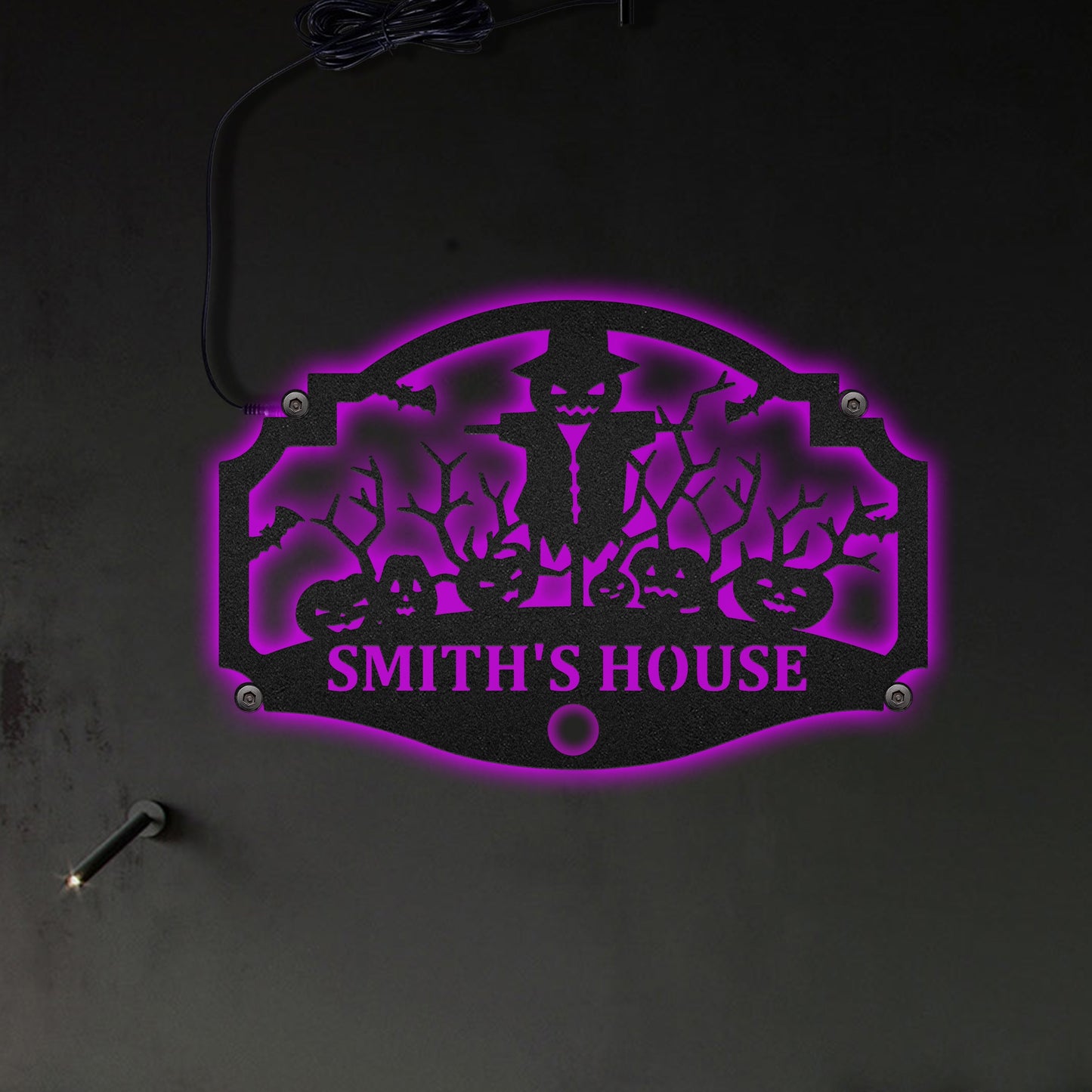 Halloween Ghost Scarecrow Personalized - Led Light Metal - Owls Matrix LTD