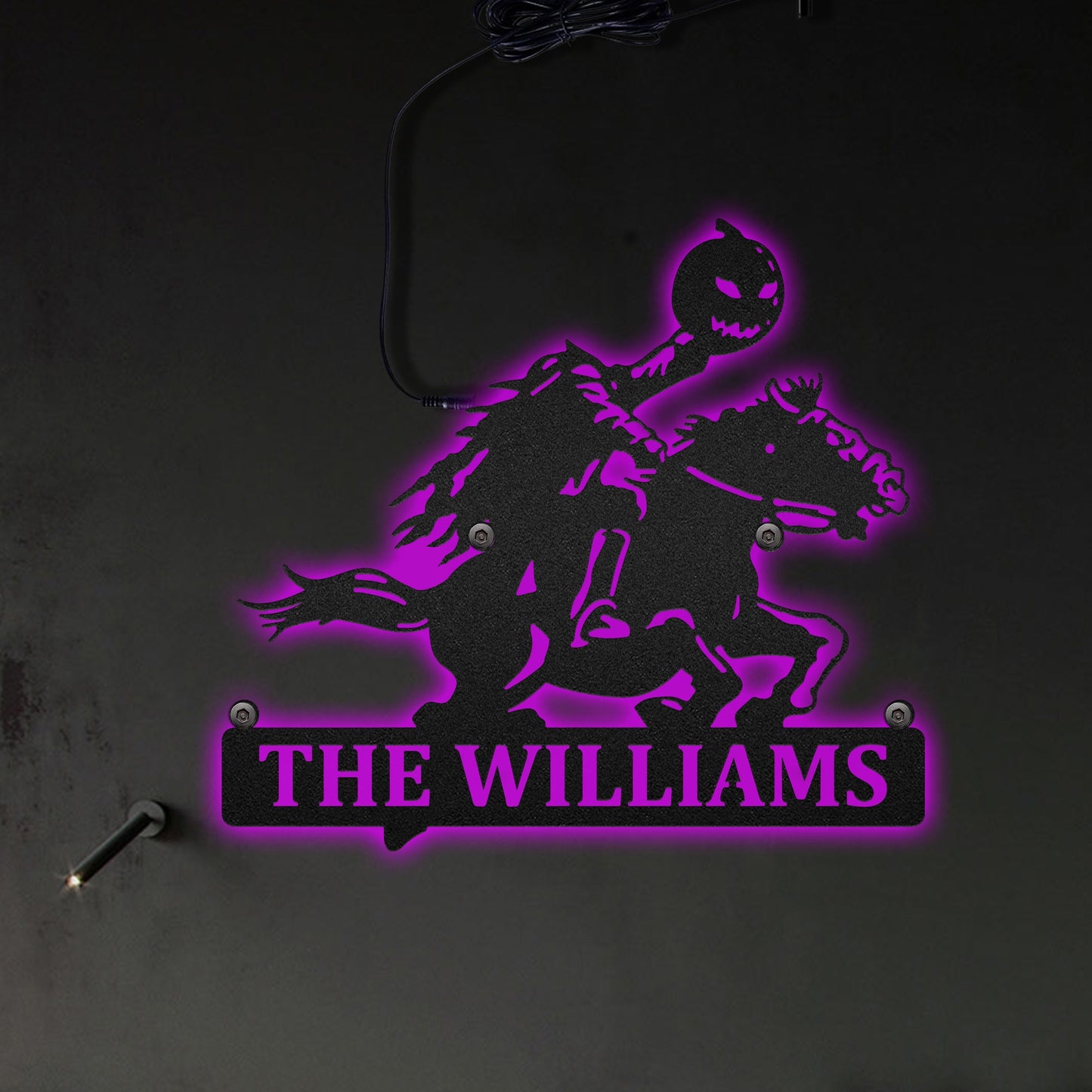 Halloween Headless Horseman Personalized - Led Light Metal - Owls Matrix LTD