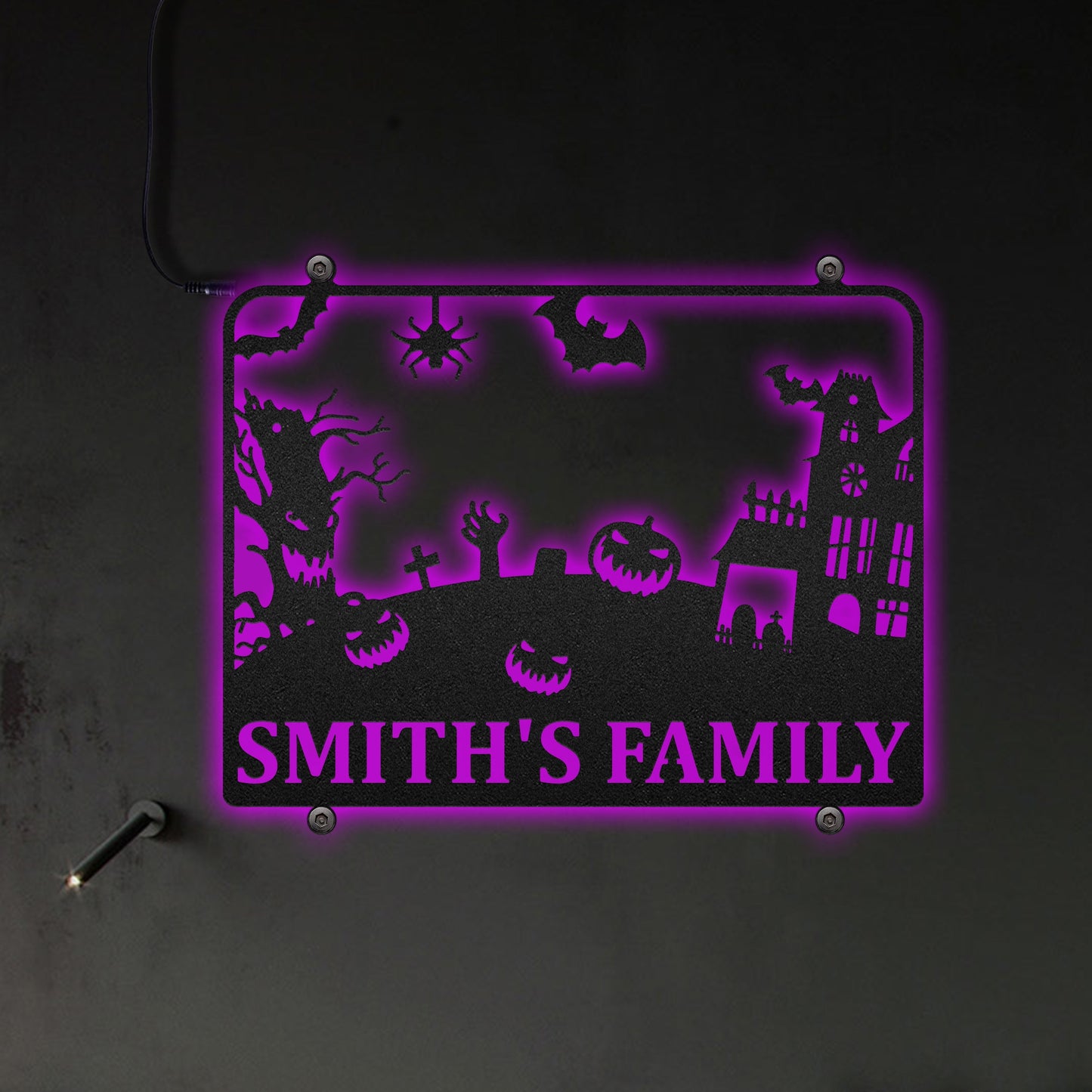 Halloween Horror Night Personalized - Led Light Metal - Owls Matrix LTD