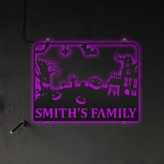 Halloween Horror Night Personalized - Led Light Metal - Owls Matrix LTD