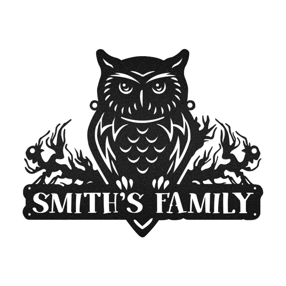 Halloween Owl Metal Art Personalized - Led Light Metal - Owls Matrix LTD