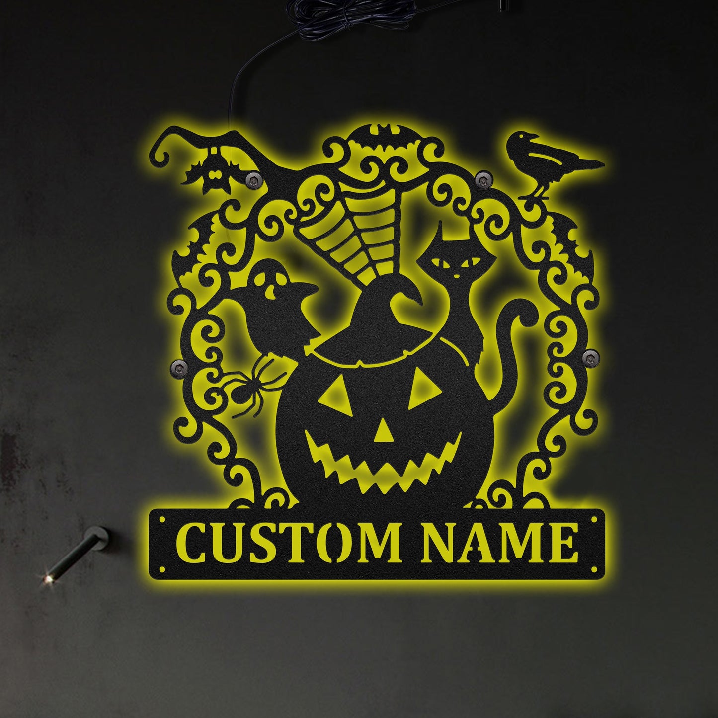 Halloween Spooky Pumpkin So Funny Personalized - Led Light Metal - Owls Matrix LTD