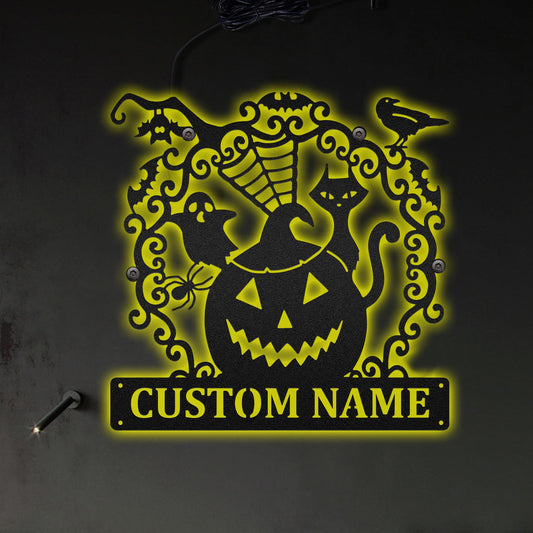 Halloween Spooky Pumpkin So Funny Personalized - Led Light Metal - Owls Matrix LTD
