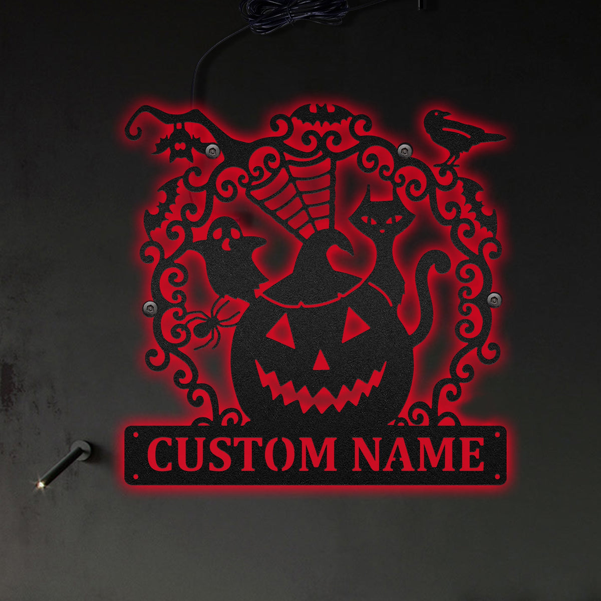 Halloween Spooky Pumpkin So Funny Personalized - Led Light Metal - Owls Matrix LTD