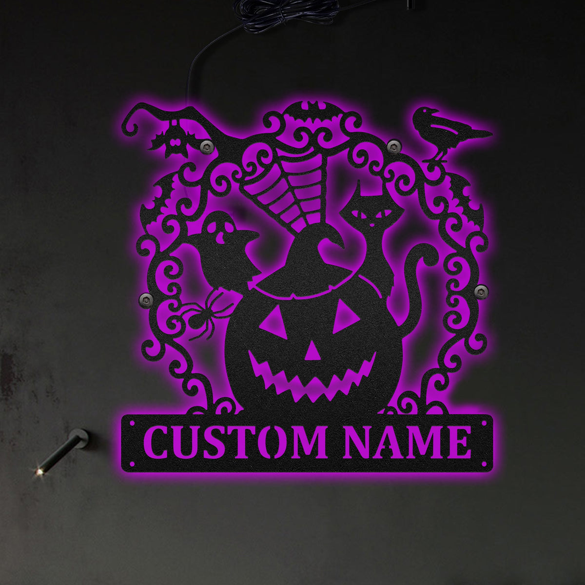 Halloween Spooky Pumpkin So Funny Personalized - Led Light Metal - Owls Matrix LTD