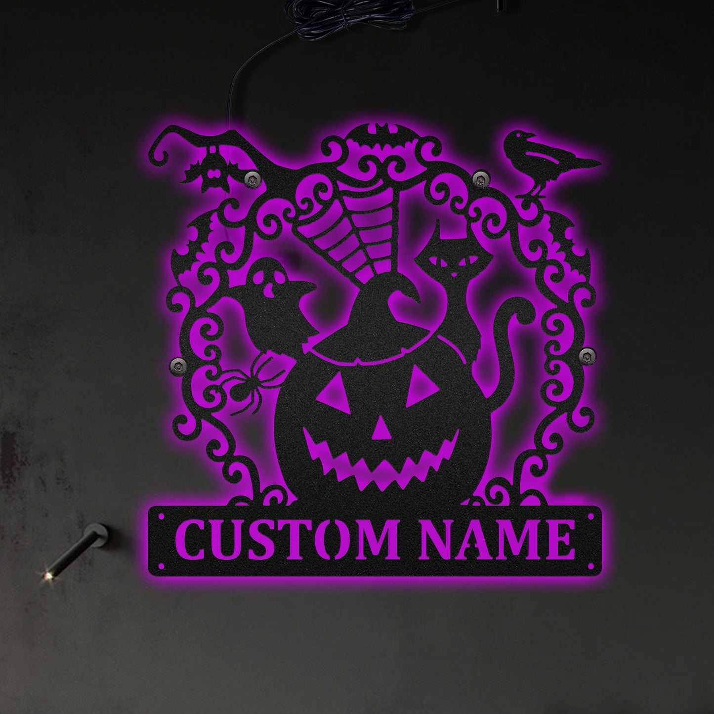 Halloween Spooky Pumpkin So Funny Personalized - Led Light Metal - Owls Matrix LTD