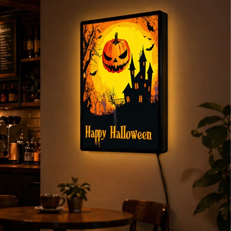 Halloween Ultra-Thin Snap Frame LED Poster Light Box Wall Decor Display