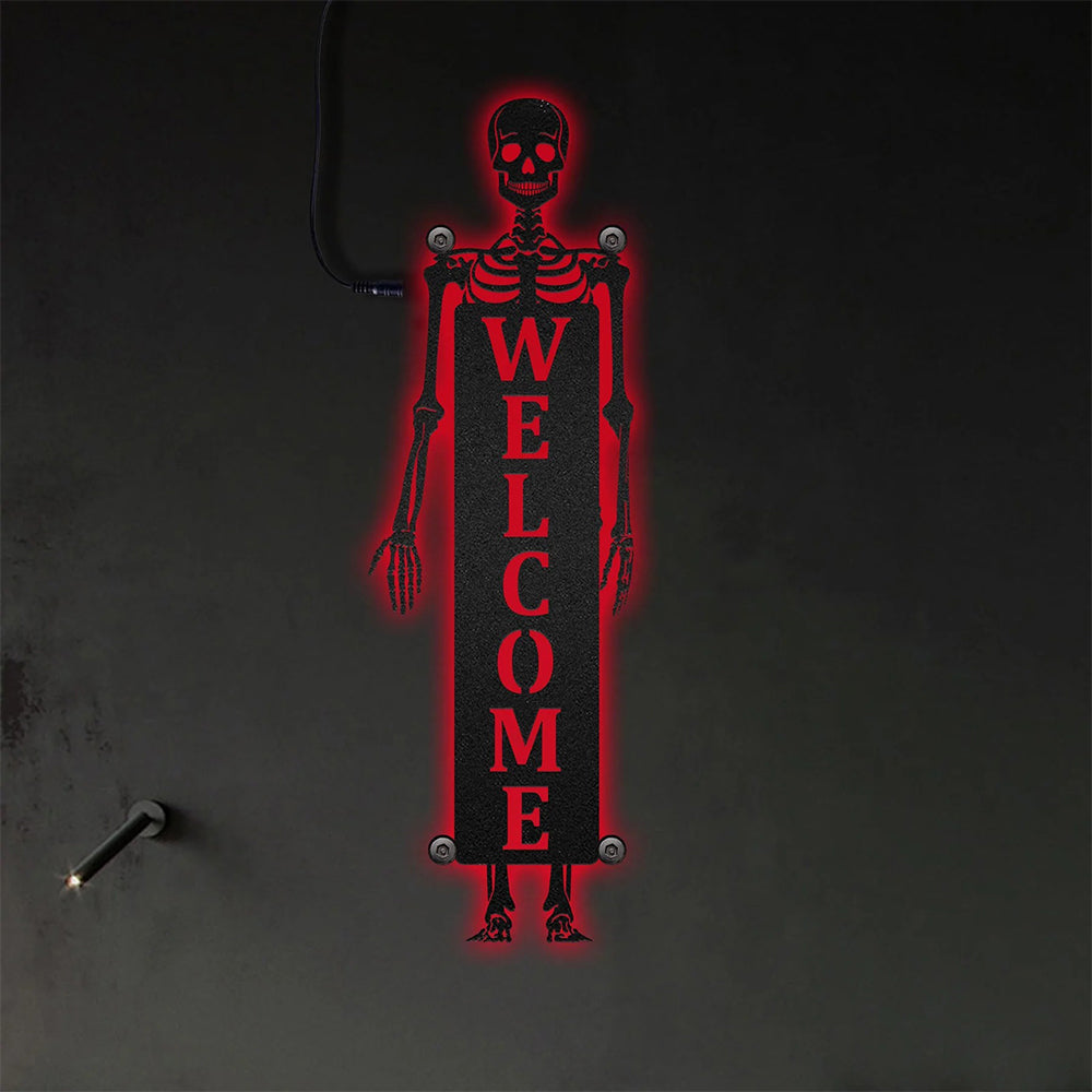 Halloween Welcome Halloween Skeleton - Led Light Metal - Owls Matrix LTD
