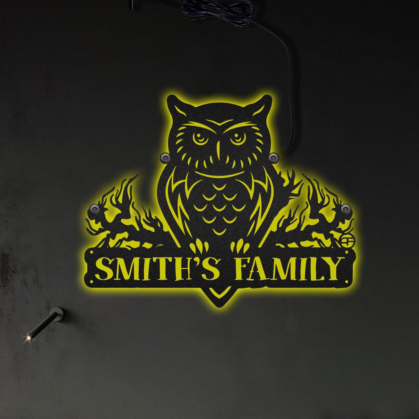 12"x12" Halloween Owl Metal Art Amazing Personalized - Led Light Metal - Owls Matrix LTD